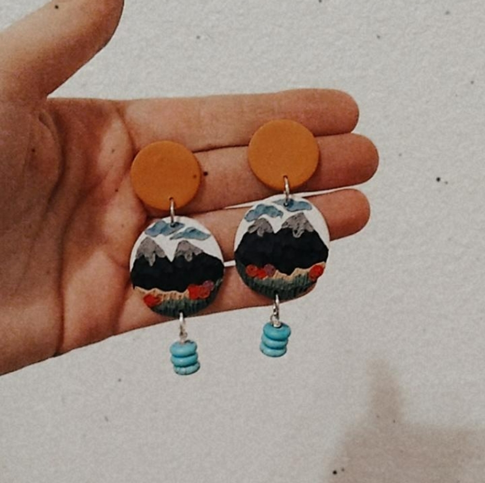 Mountain clay earings